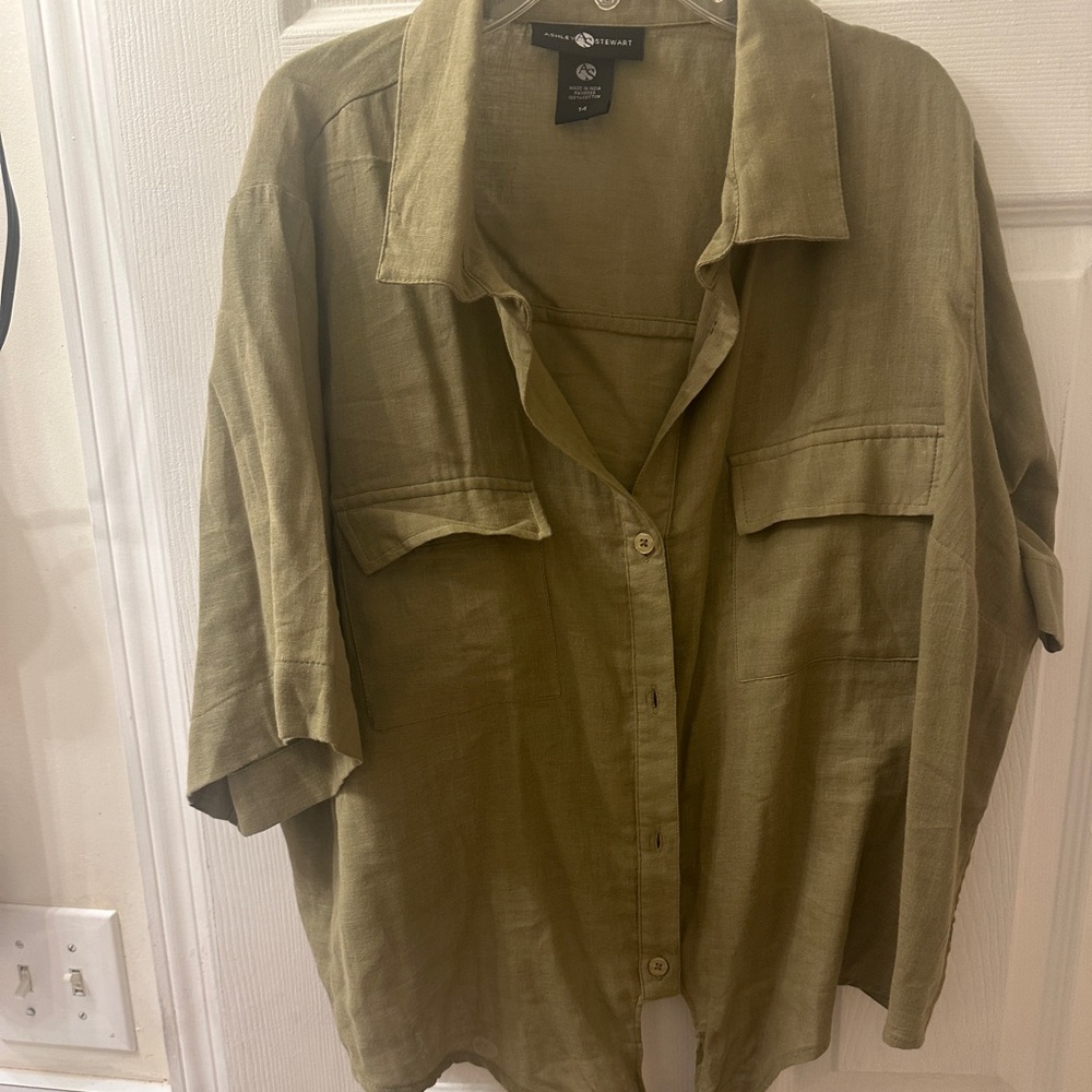 Ashley Stewart  Button Down Shirt. Color is more a tan color.